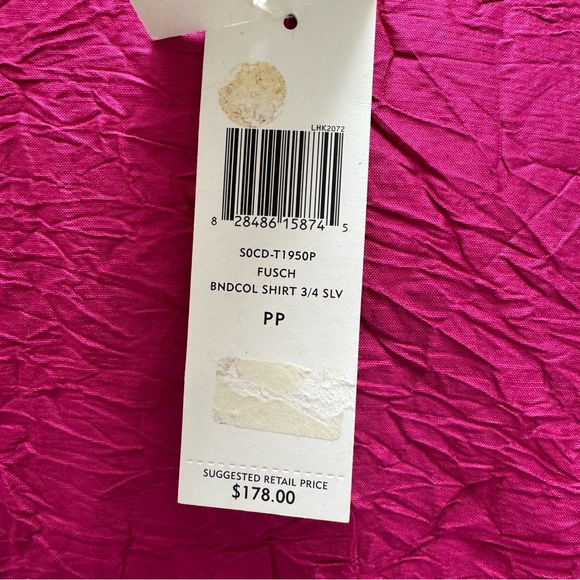 🥳HP!🔥Eileen Fisher Crushed Silk Dupioni Blouse Fuchsia Pink Petite Small - Picture 14 of 14